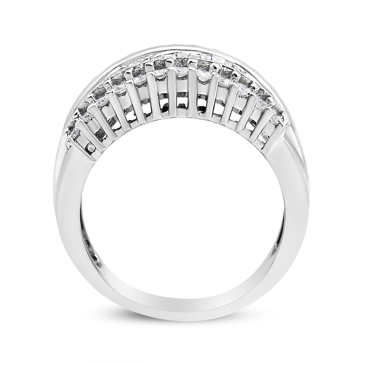 14K White Gold Diamond Modern Band Ring - Size 7
