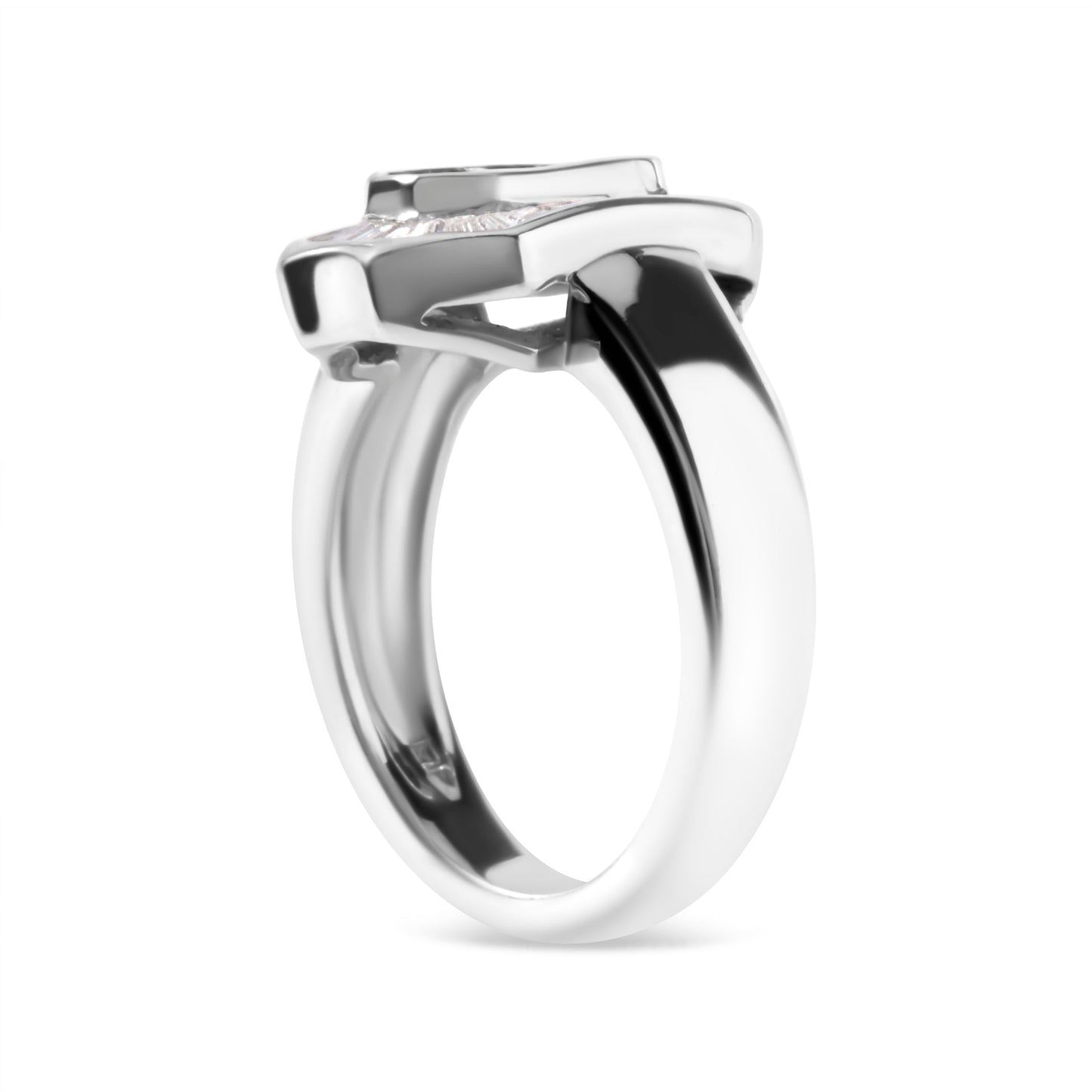 Anillo de Diamantes Baguette y Corte Princesa en Oro Blanco de 14K - Talla 7