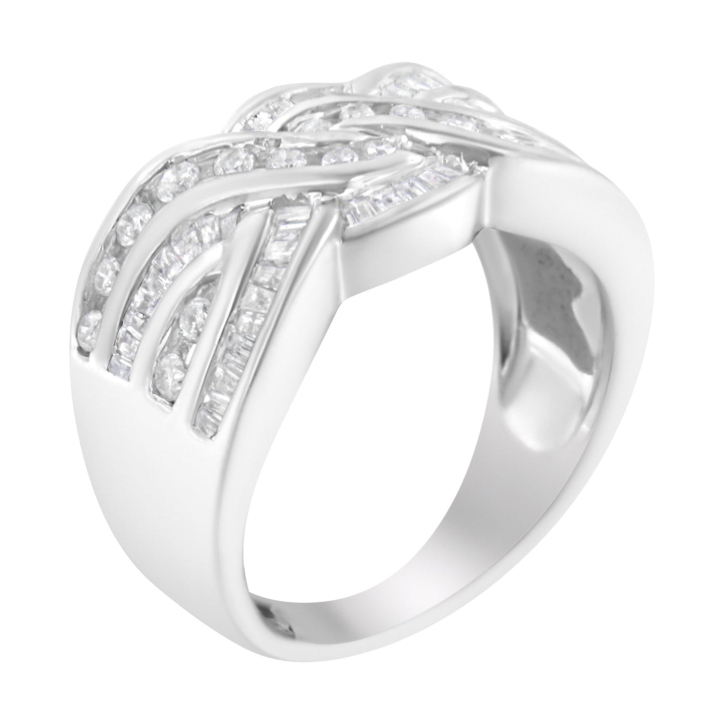 Anillo Bypass de Diamante en Oro Blanco de 10K - Talla 6-3/4