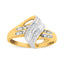 Anillo de bypass de diamantes de oro amarillo y blanco de 10K - Talla 7