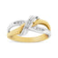 Anillo de bypass de diamantes de corte redondo en oro amarillo y blanco de 10K