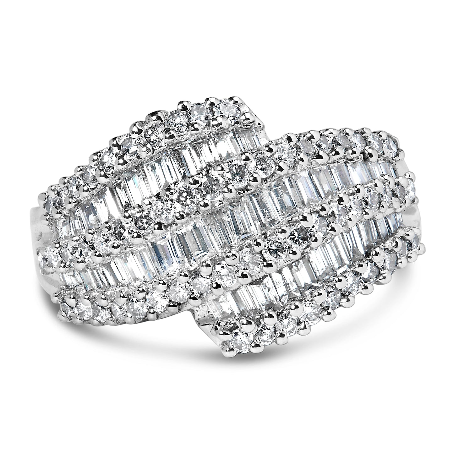 Anillo de cóctel de diamantes de oro blanco de 14K - Talla 6-1/2