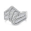 Bague cocktail en diamant bypass en or blanc 14K - Taille 7