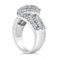Bague cocktail en diamant bypass en or blanc 14K - Taille 7