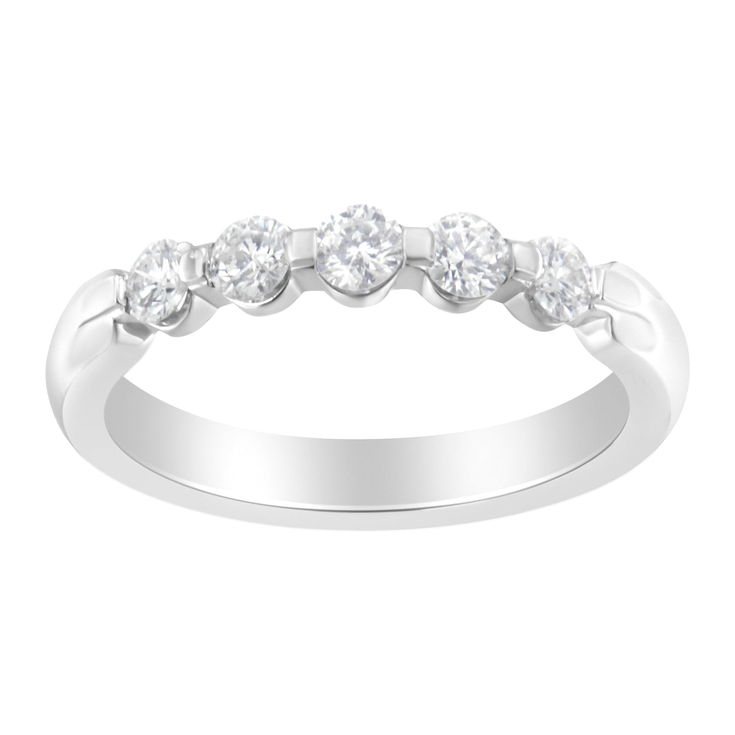 Anillo de banda de 5 piedras de diamante de oro blanco de 14K - Talla 7
