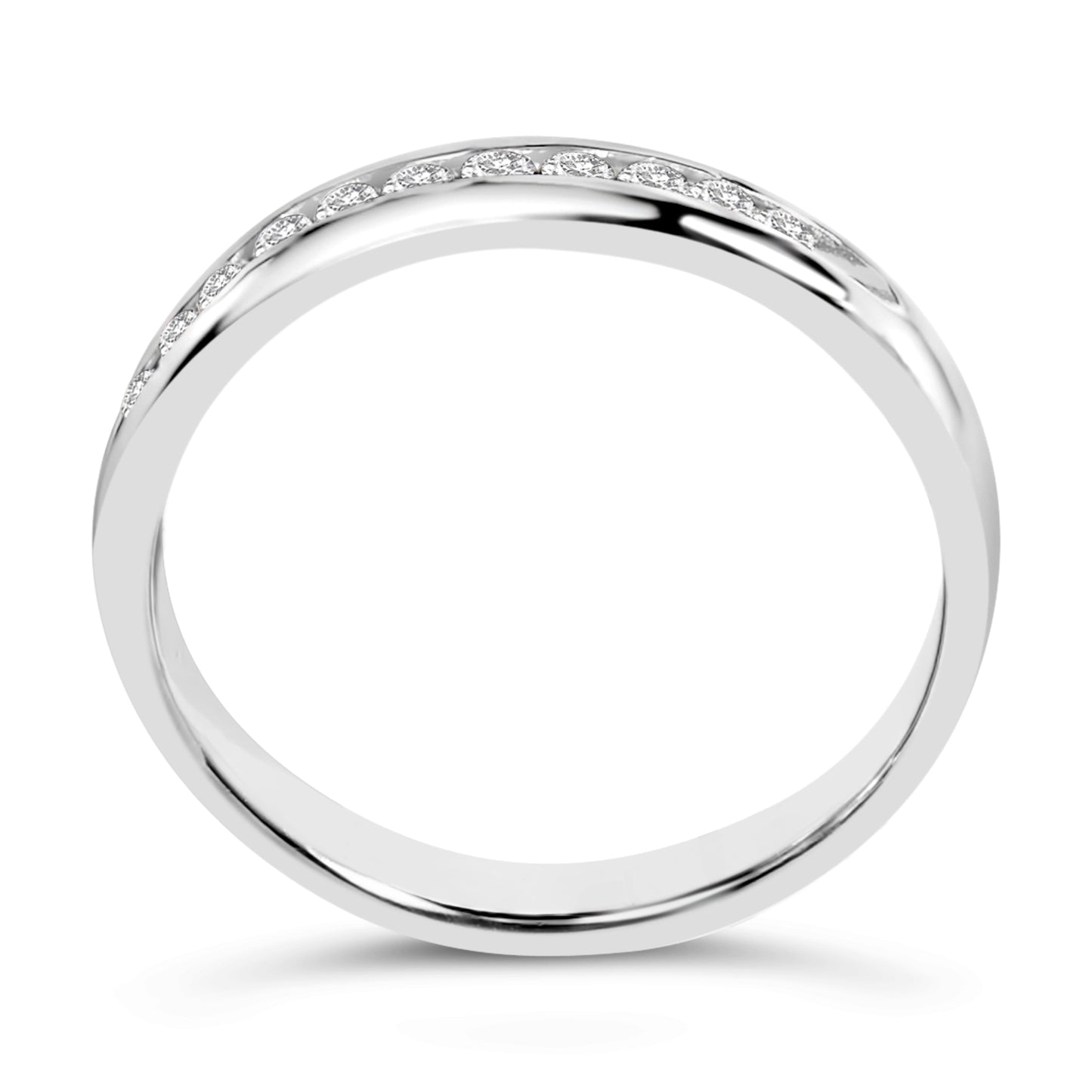Bague de mariage en or blanc 18K avec diamants en sertissage cannelé - Taille 5