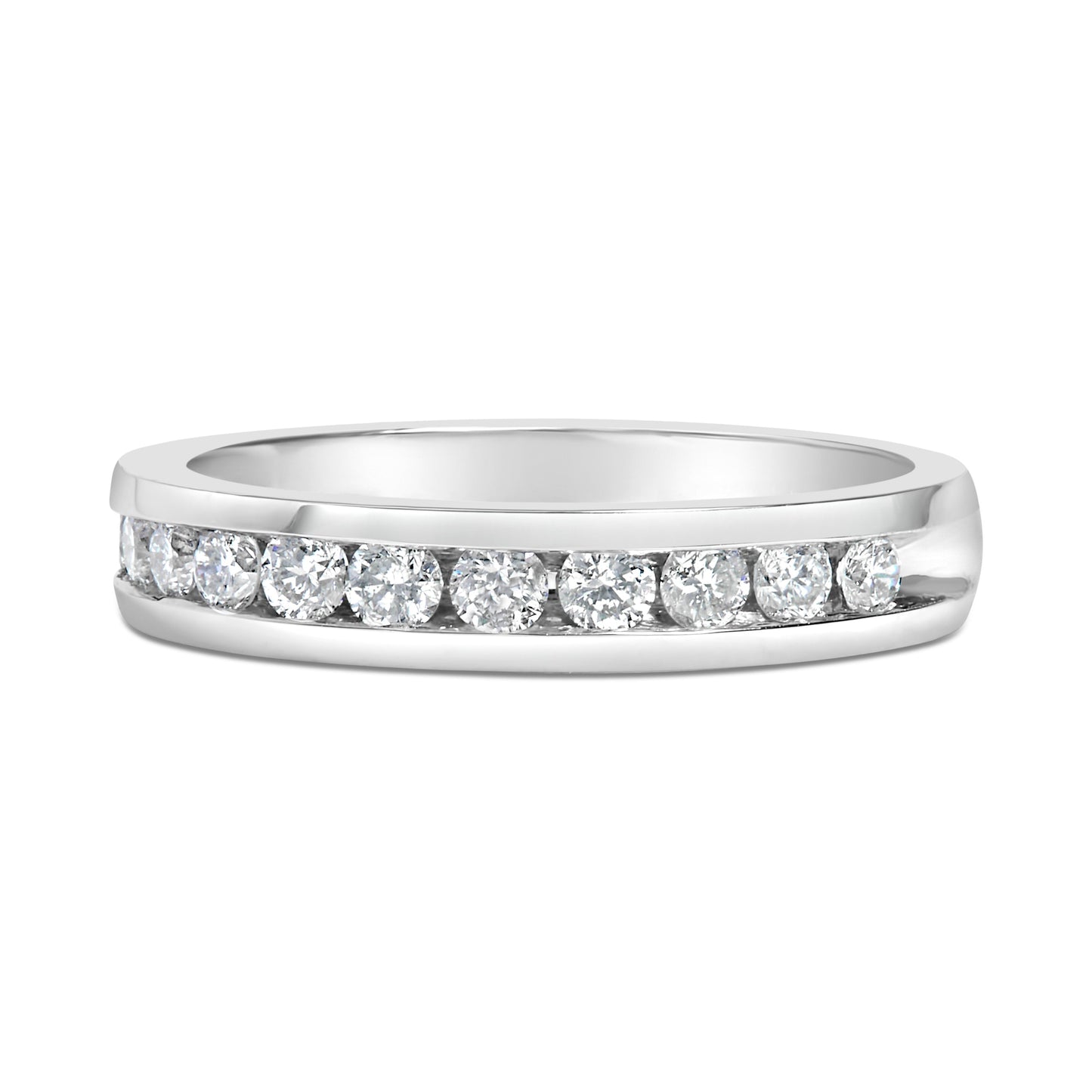 Anillo de boda de diamante redondo certificado IGI de 1/2 Cttw en oro blanco de 18K - Talla 7