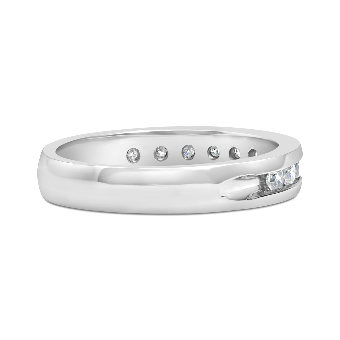 Anillo de boda de diamante redondo certificado IGI de 1/2 Cttw en oro blanco de 18K - Talla 7