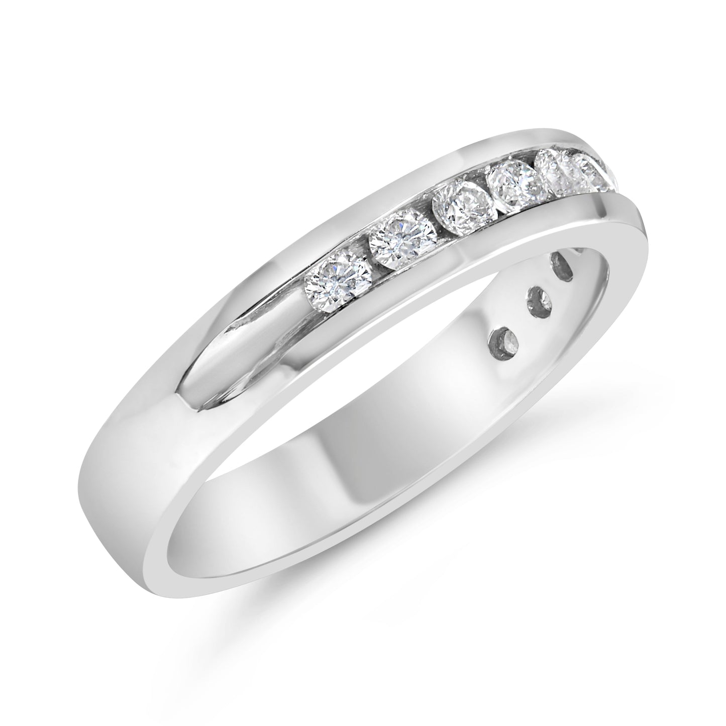 Anillo de boda de diamante redondo certificado IGI de 1/2 Cttw en oro blanco de 18K - Talla 7