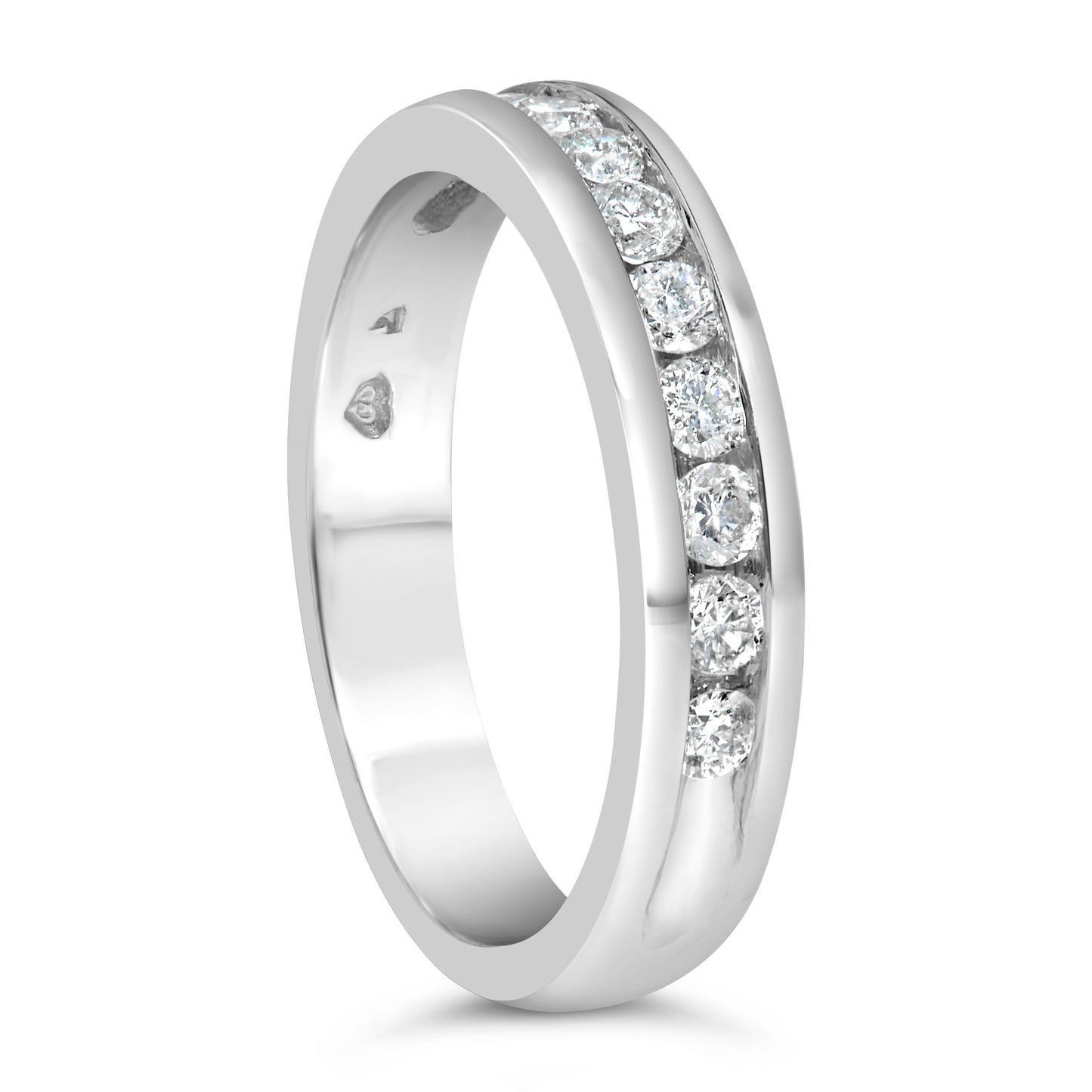 Anillo de boda de diamante redondo certificado IGI de 1/2 Cttw en oro blanco de 18K - Talla 7