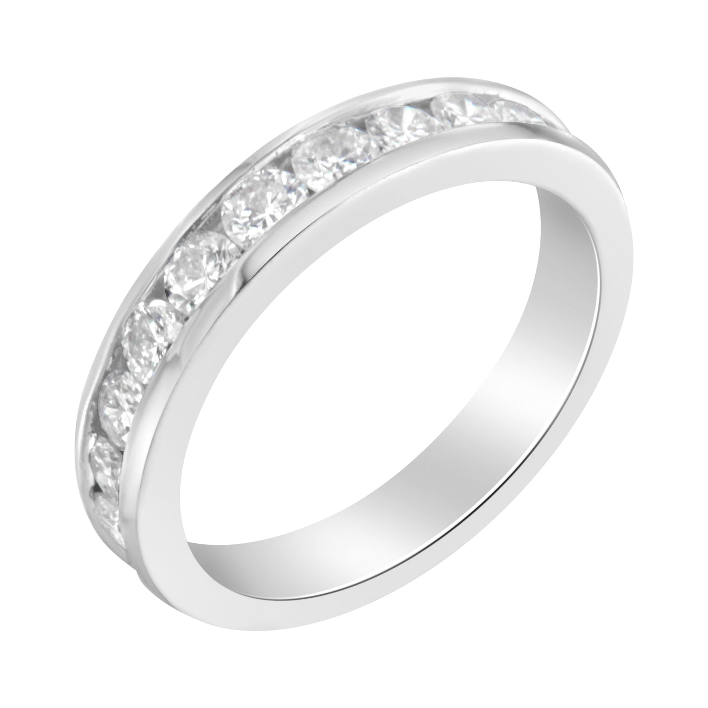 Bague demi-éternité en diamant certifié IGI de 1,0 Cttw en or blanc 18K