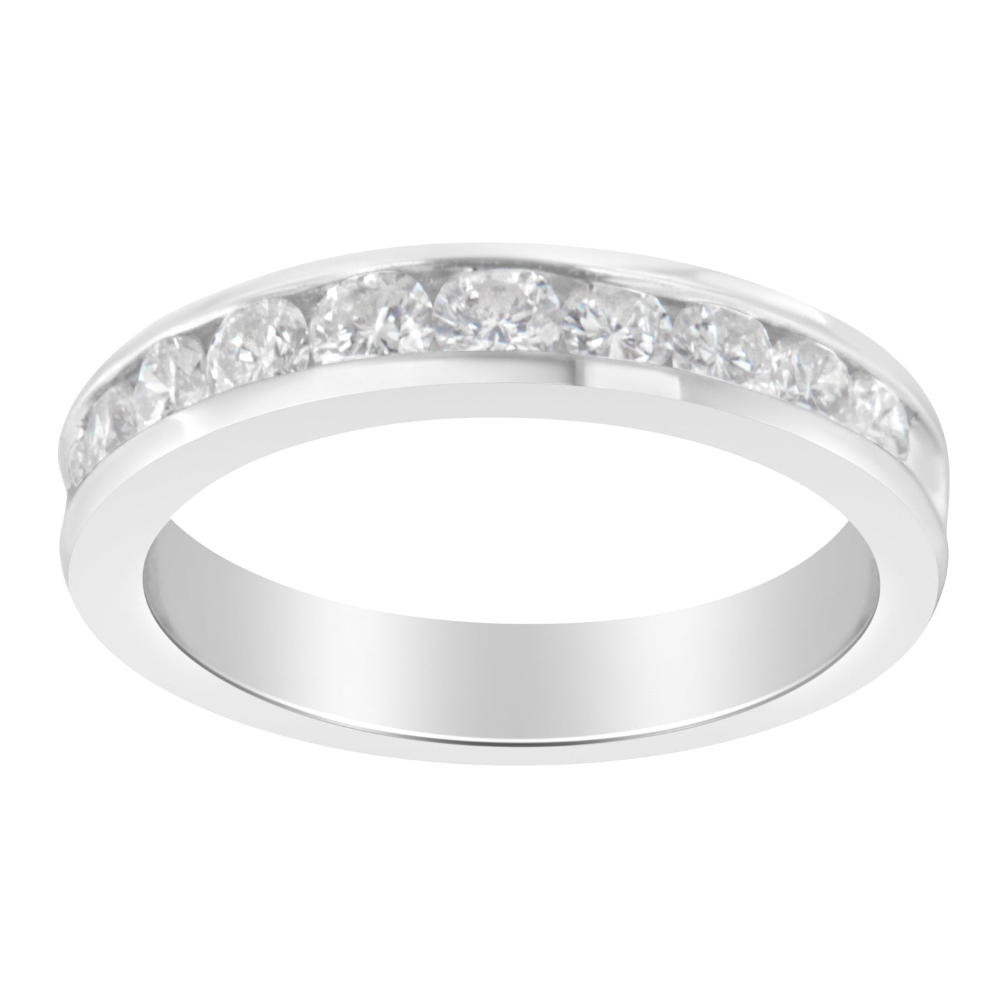 Bague demi-éternité en diamant certifié IGI de 1,0 Cttw en or blanc 18K