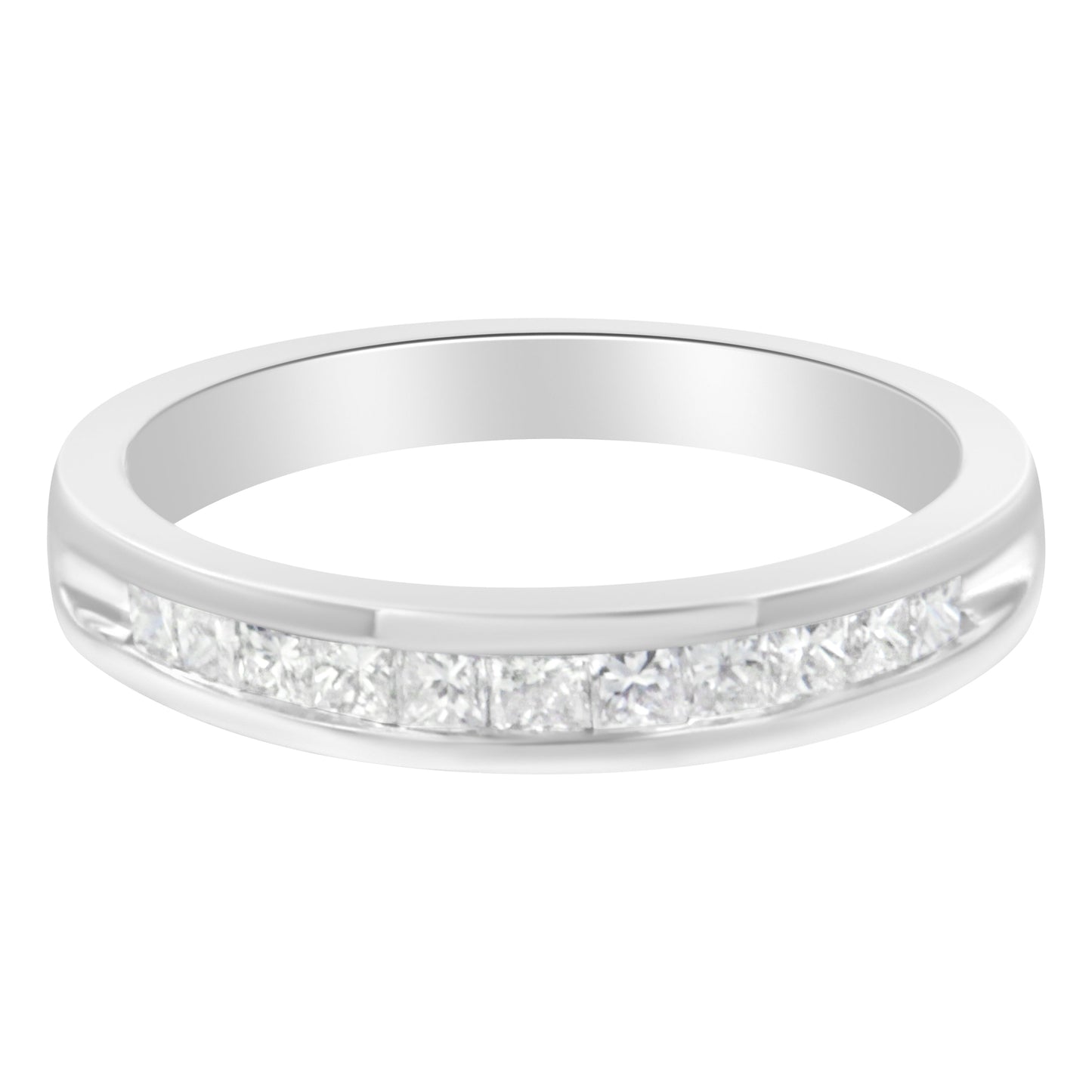 .925 Sterling Silver Princess-Cut Diamond Half-Eternity Band Ring - Size 6