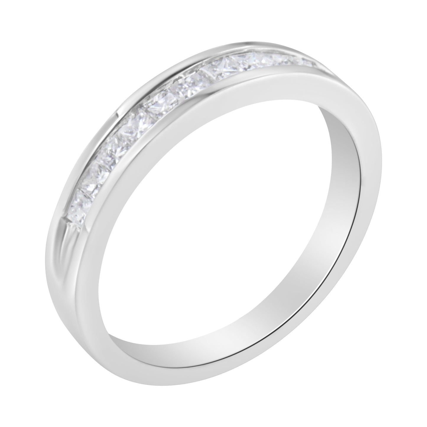 .925 Sterling Silver Princess-Cut Diamond Half-Eternity Band Ring - Size 6