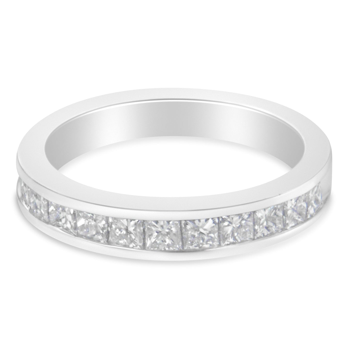 Anillo de Banda de Diamantes de Corte Princesa de Oro Blanco de 18K para Mujeres - Talla 6