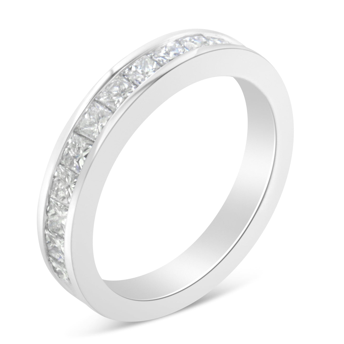 Anillo de Banda de Diamantes de Corte Princesa de Oro Blanco de 18K para Mujeres - Talla 6