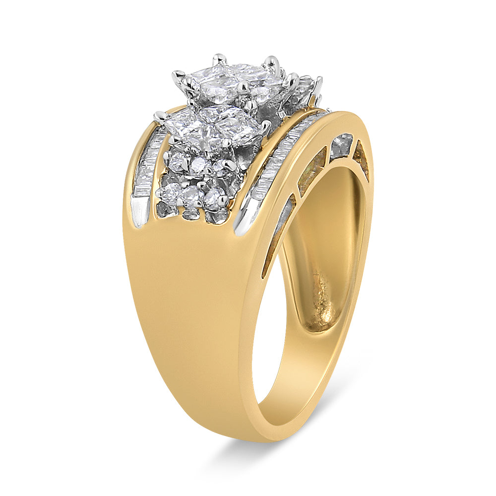 Anillo de Diamante en Forma de Pera de Oro Amarillo y Blanco de 10K 1.5 Cttw - Talla 7