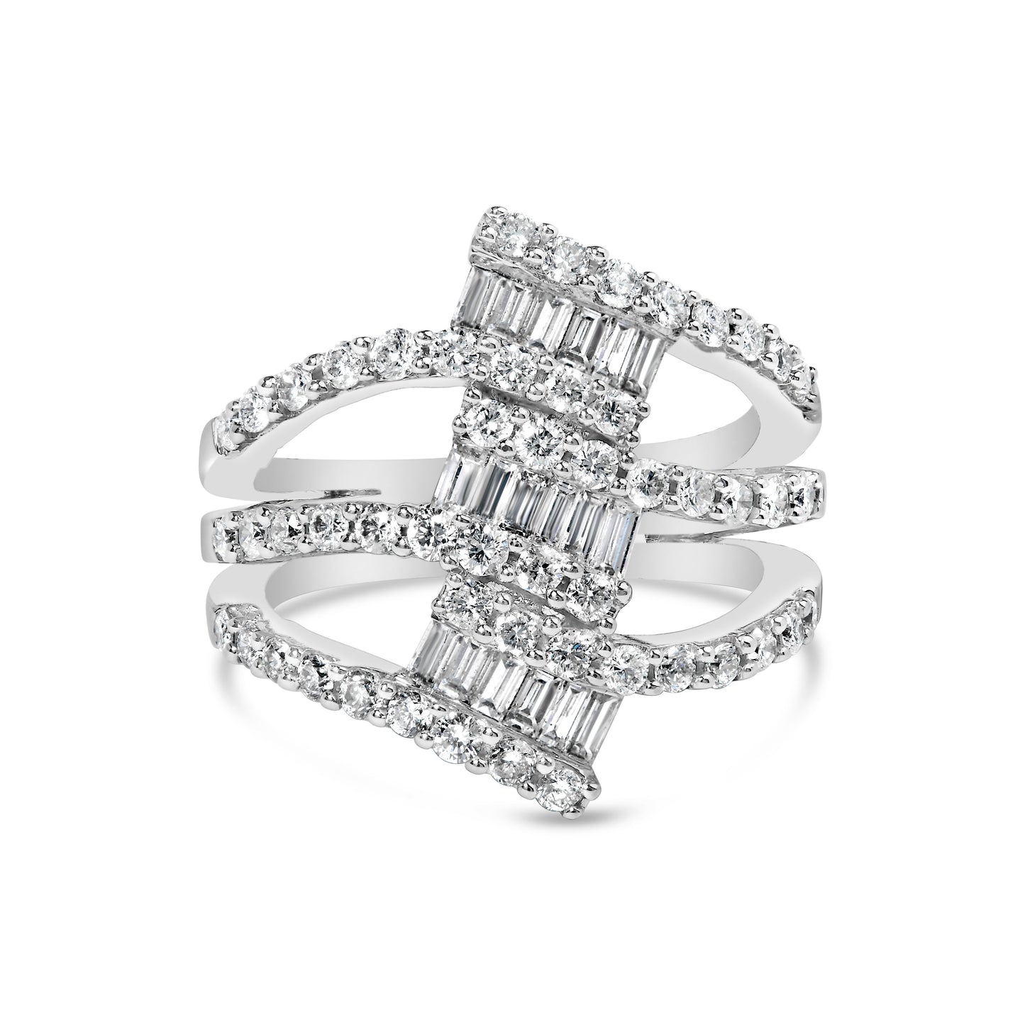 18K White Gold Diamond Multi Crossover Cocktail Ring