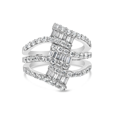 18K White Gold Diamond Multi Crossover Cocktail Ring