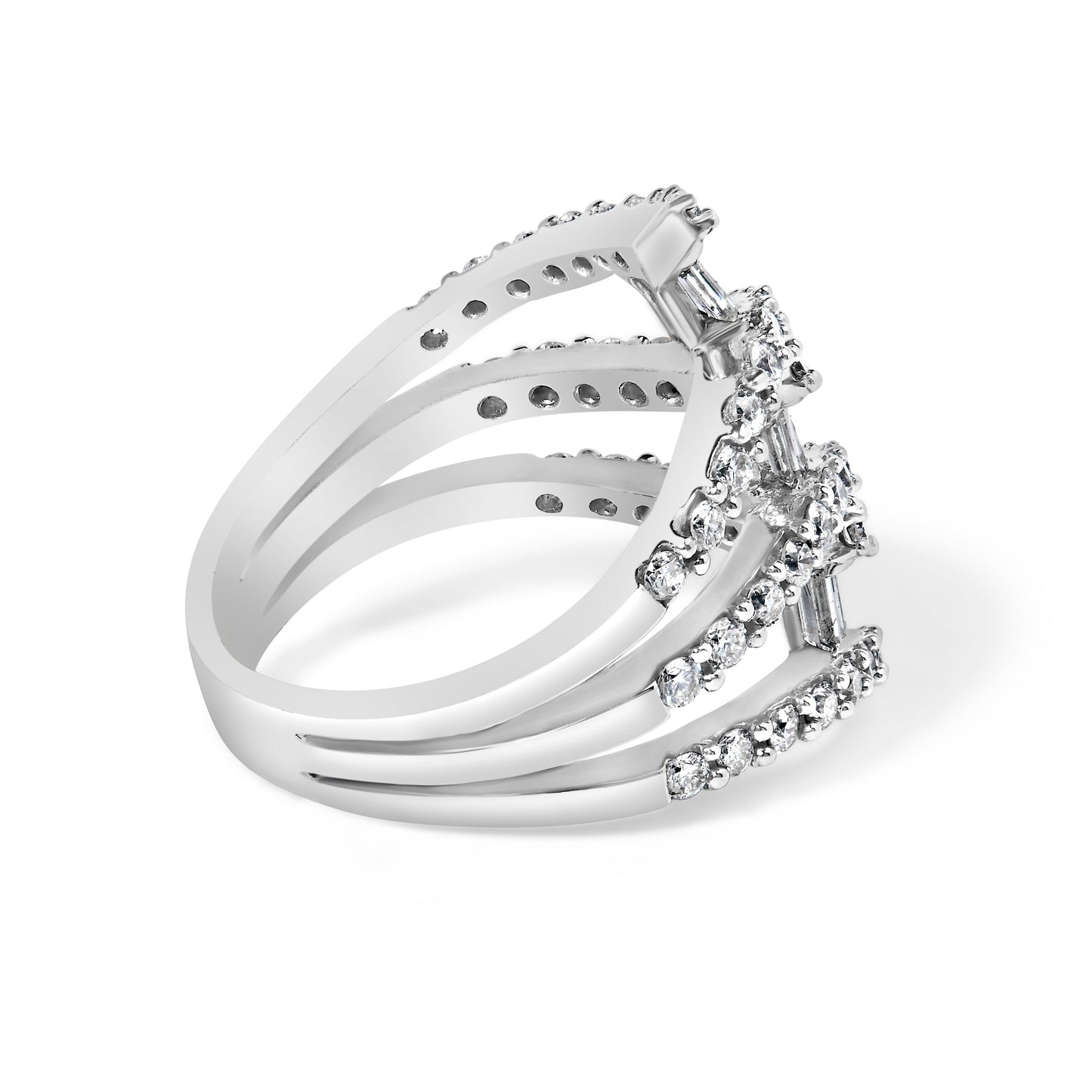 18K White Gold Diamond Multi Crossover Cocktail Ring
