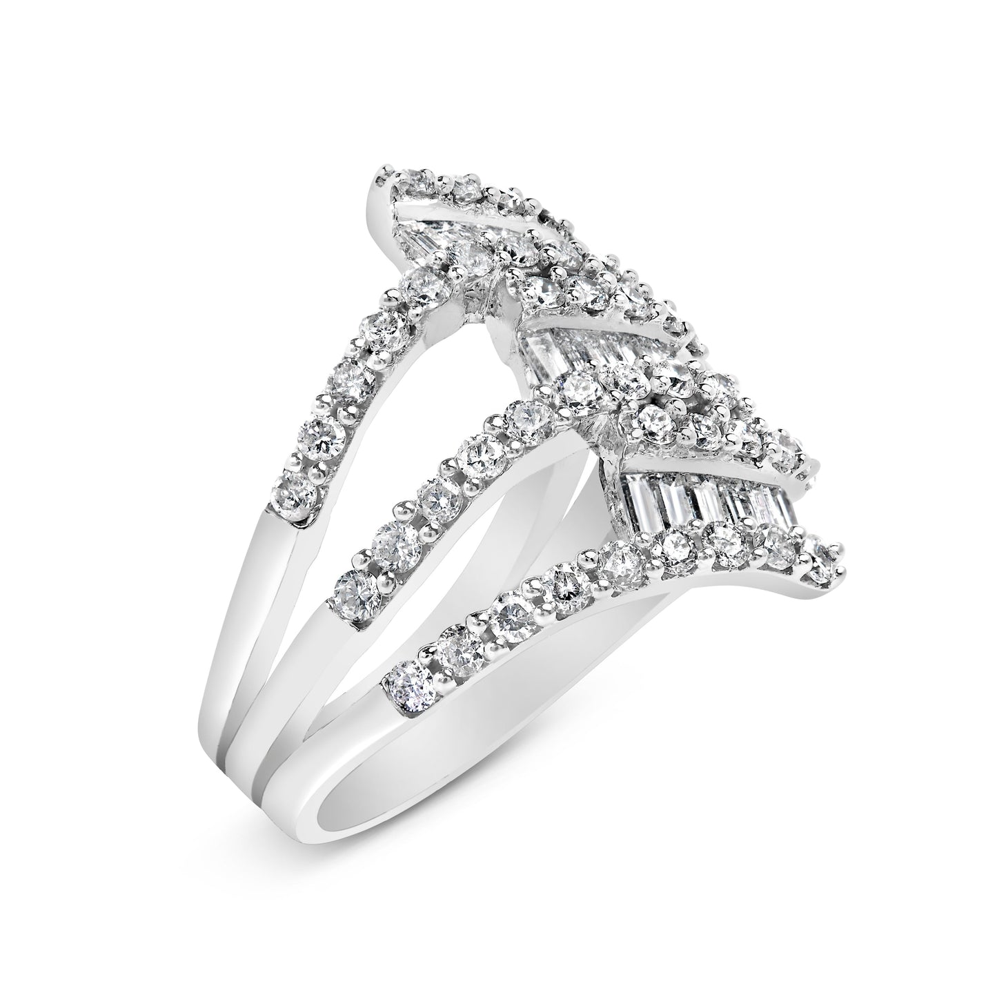 18K White Gold Diamond Multi Crossover Cocktail Ring