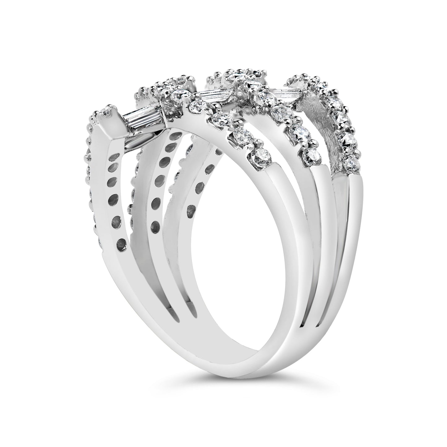 18K White Gold Diamond Multi Crossover Cocktail Ring