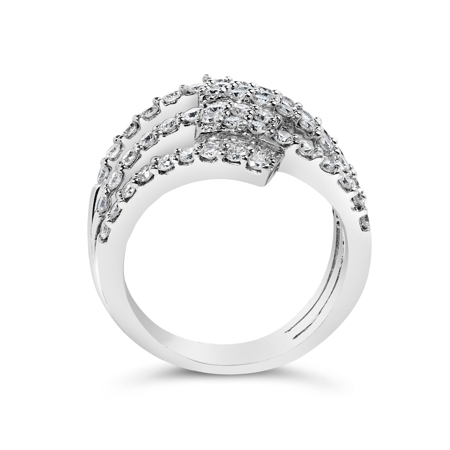 18K White Gold Diamond Multi Crossover Cocktail Ring