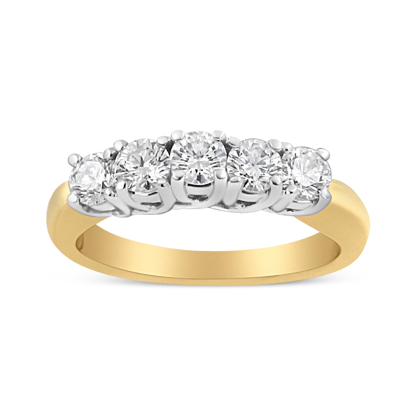 Anillo de Diamantes de Corte Redondo de 1.0 Cttw en Oro Amarillo de 18K - Talla 6