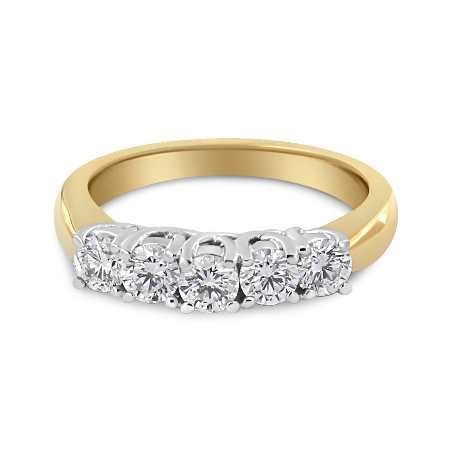 Anillo de Diamantes de Corte Redondo de 1.0 Cttw en Oro Amarillo de 18K - Talla 6