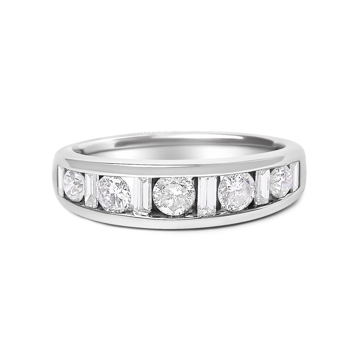 14K White Gold Diamond Channel Band Ring - 1.0 Cttw