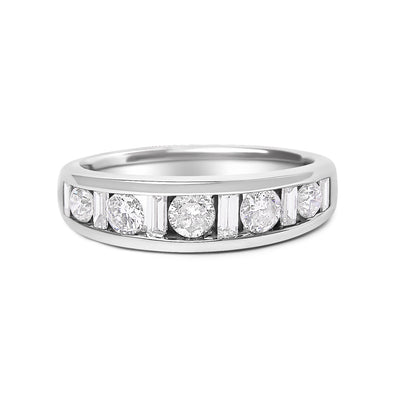 Bague en or blanc 14K avec diamants en channel - 1,0 Cttw