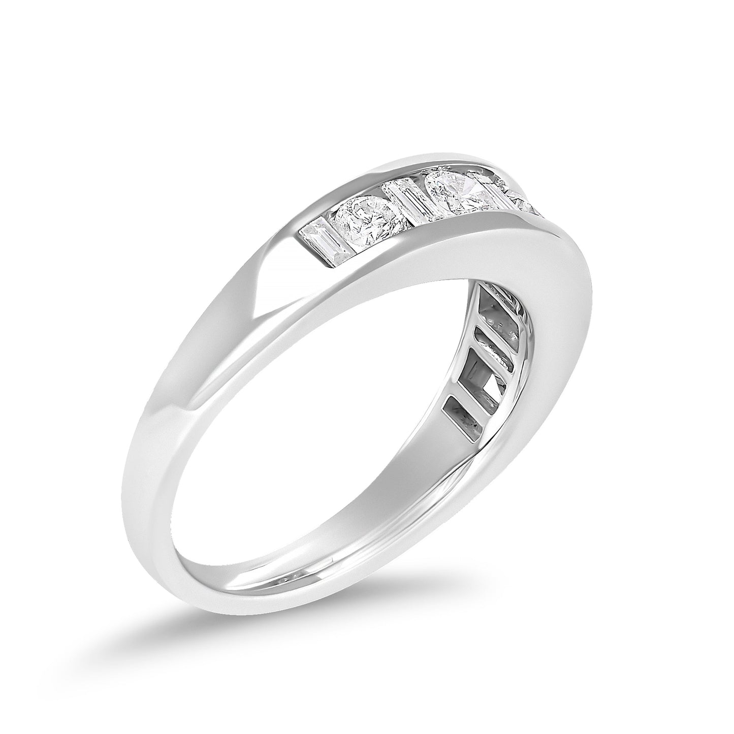 14K White Gold Diamond Channel Band Ring - 1.0 Cttw