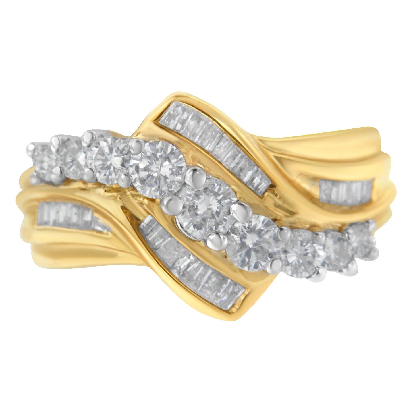 Anillo de bypass de diamantes bicolor de 10K - Talla 6-1/2