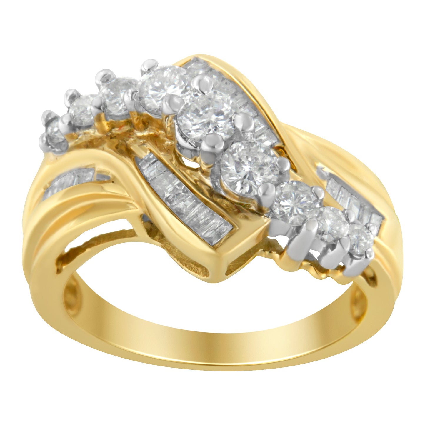 Anillo de bypass de diamantes bicolor de 10K - Talla 6-1/2