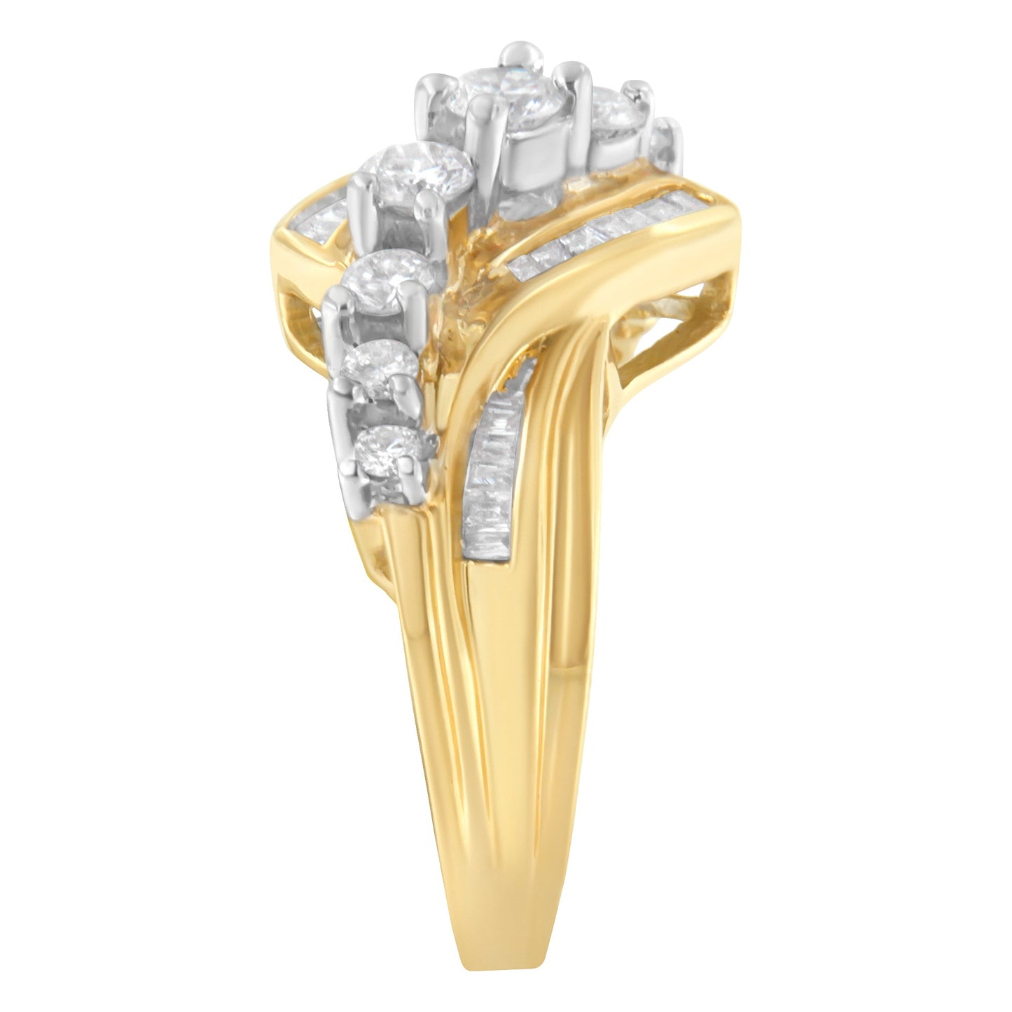 Anillo de bypass de diamantes bicolor de 10K - Talla 6-1/2