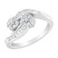 14K White Gold Round and Baguette Diamond Bypass Ring - Size 6
