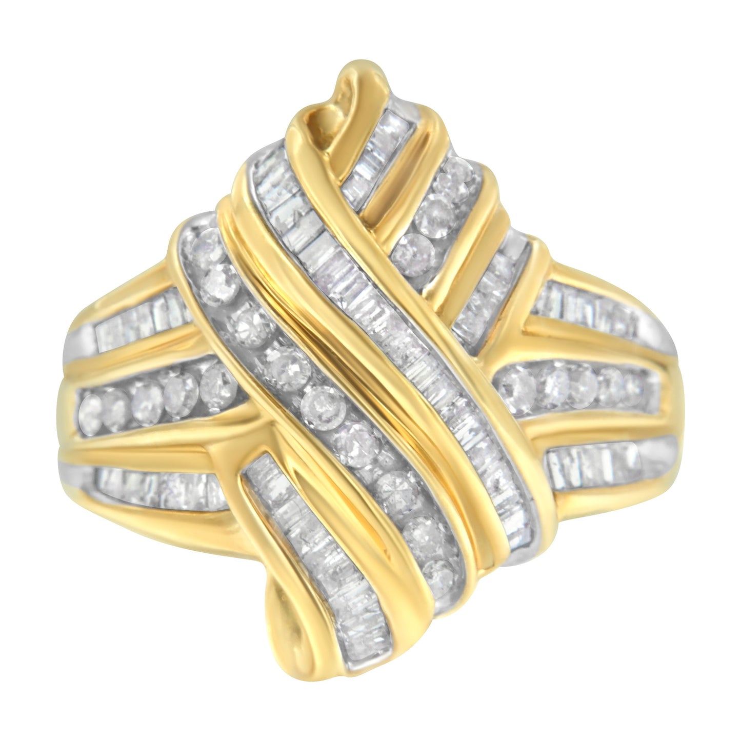 Anillo Bypass de Diamante de Oro Amarillo de 10K con 1.0 cttw