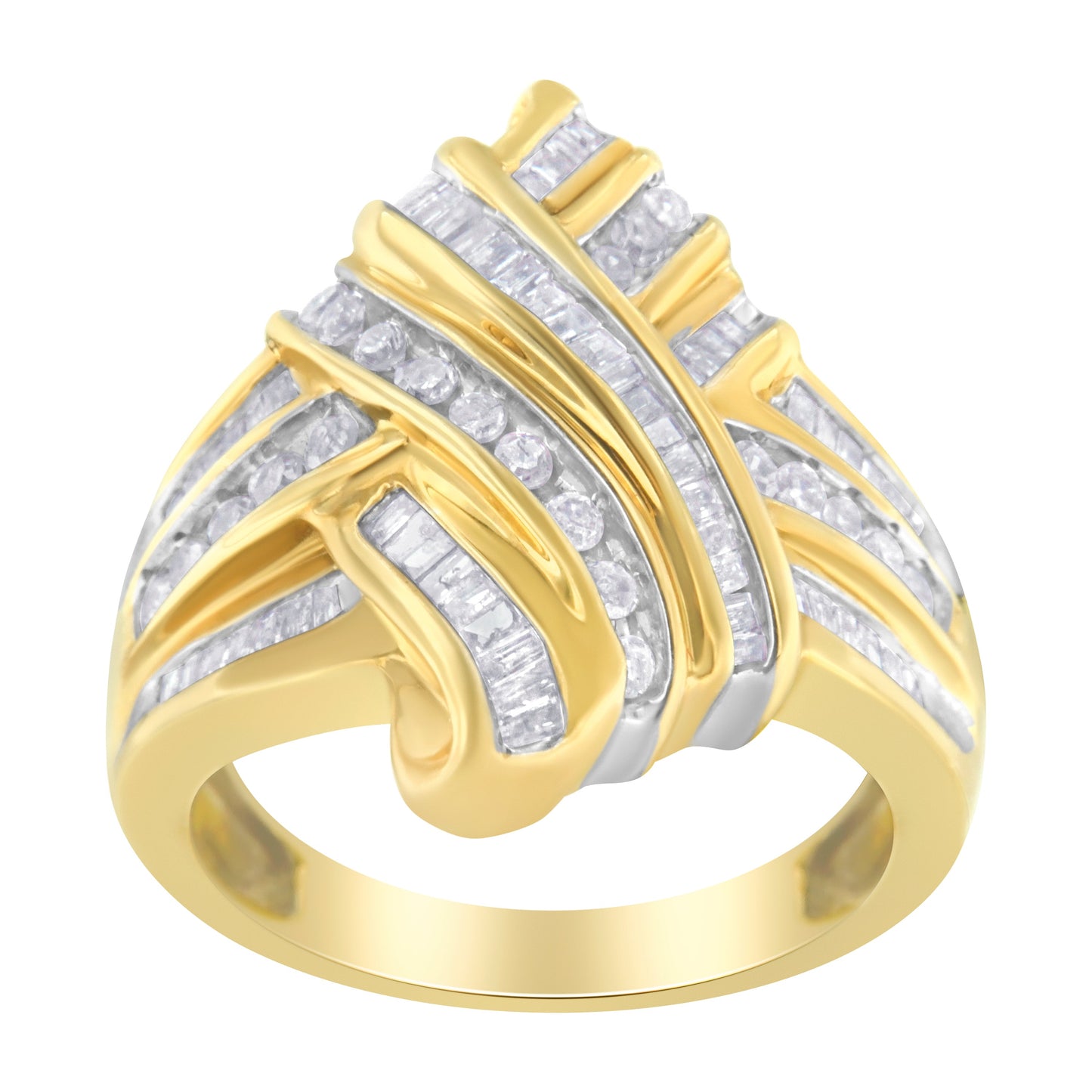 Anillo Bypass de Diamante de Oro Amarillo de 10K con 1.0 cttw