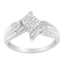 10K White Gold 1/3 Cttw Diamond Bypass Cocktail Ring - Size 4