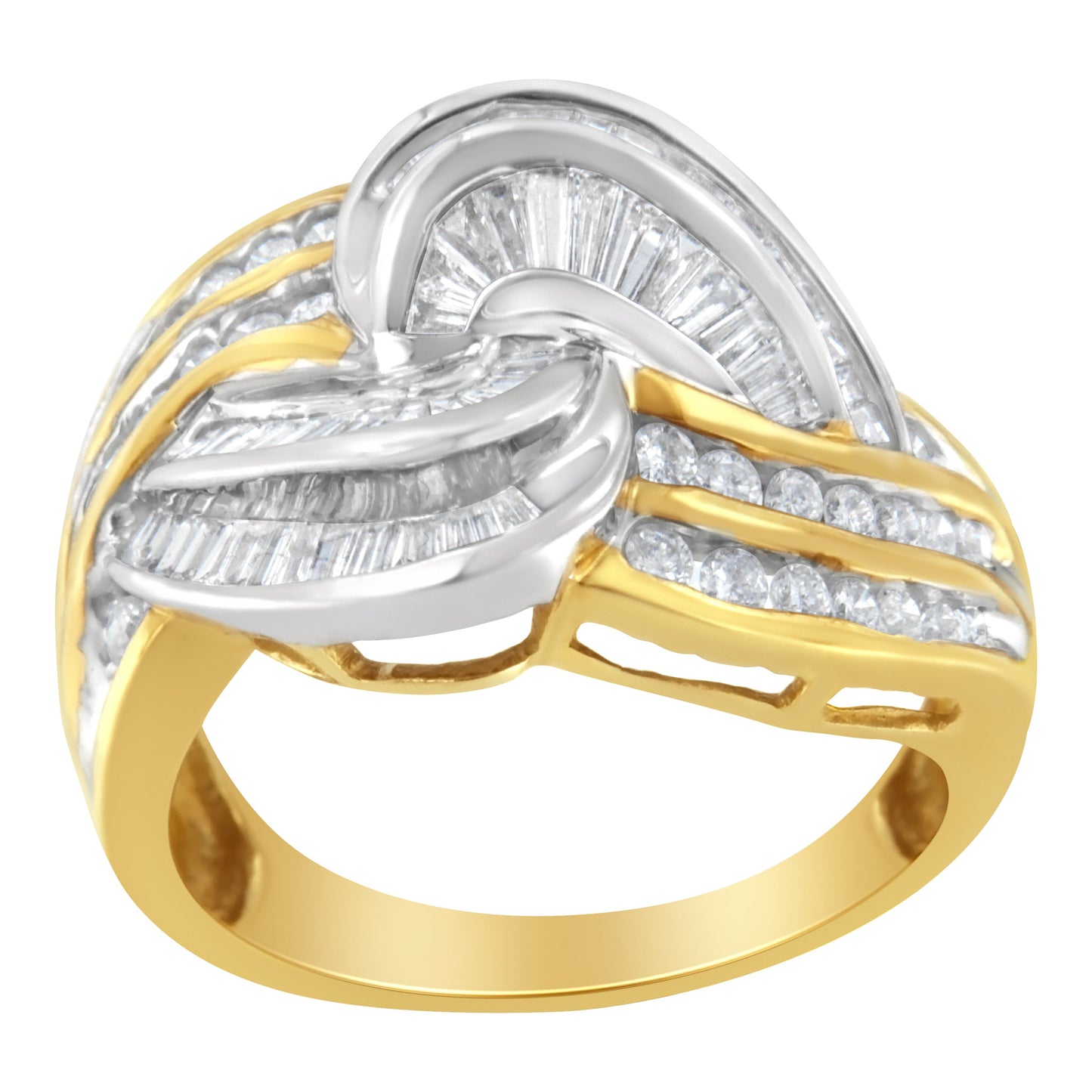10KT Two-Toned Gold Diamond Bypass Ring