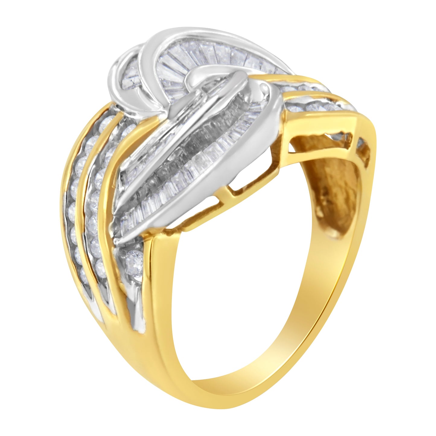 10KT Two-Toned Gold Diamond Bypass Ring