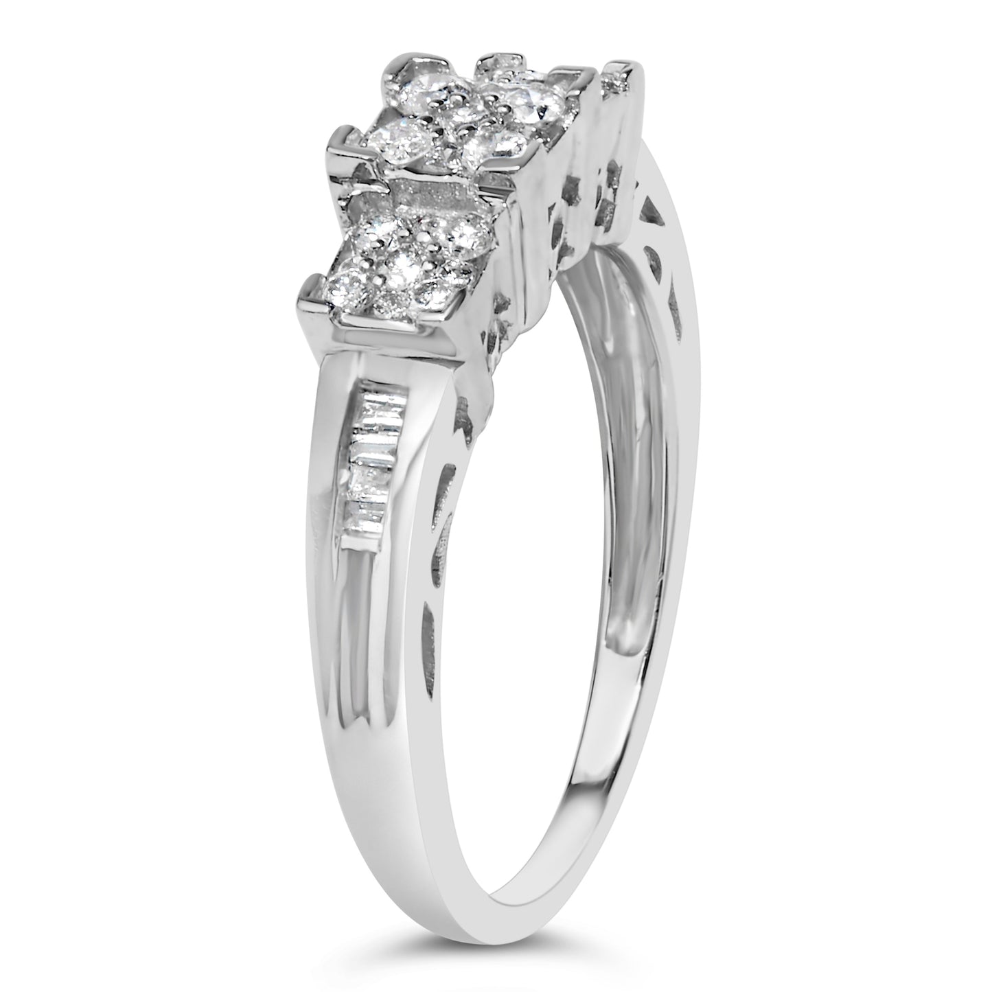 Anillo de Compromiso de Diamantes de 10K en Oro Blanco 1/2 Cttw - Talla 6-3/4