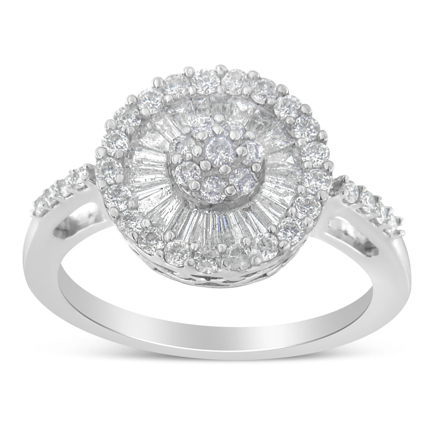 Bague cocktail en diamant en or blanc 10KT