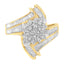 Anillo de Clúster de Diamantes Bypass en Oro Amarillo de 10K - Talla 8