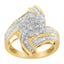 Anillo de Clúster de Diamantes Bypass en Oro Amarillo de 10K - Talla 8