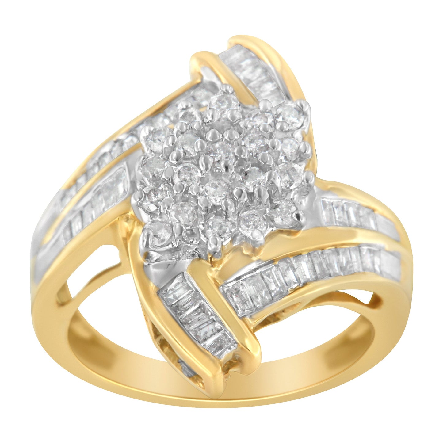 Anillo de Clúster de Diamantes Bypass en Oro Amarillo de 10K - Talla 8