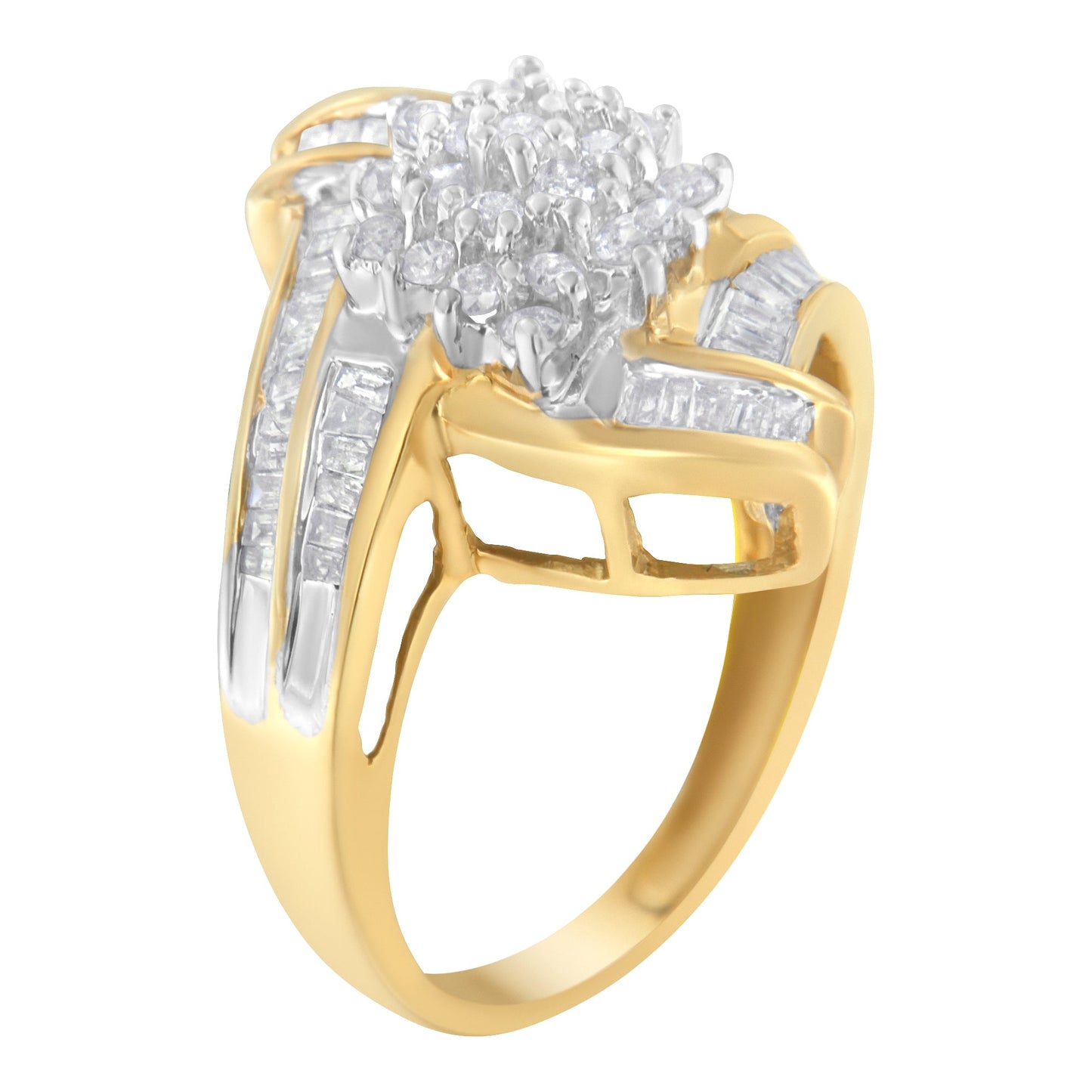 Anillo de Clúster de Diamantes Bypass en Oro Amarillo de 10K - Talla 8