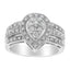 Anillo de Diamante en Corte Redondo de Oro Blanco de 10K - Talla 6-1/2