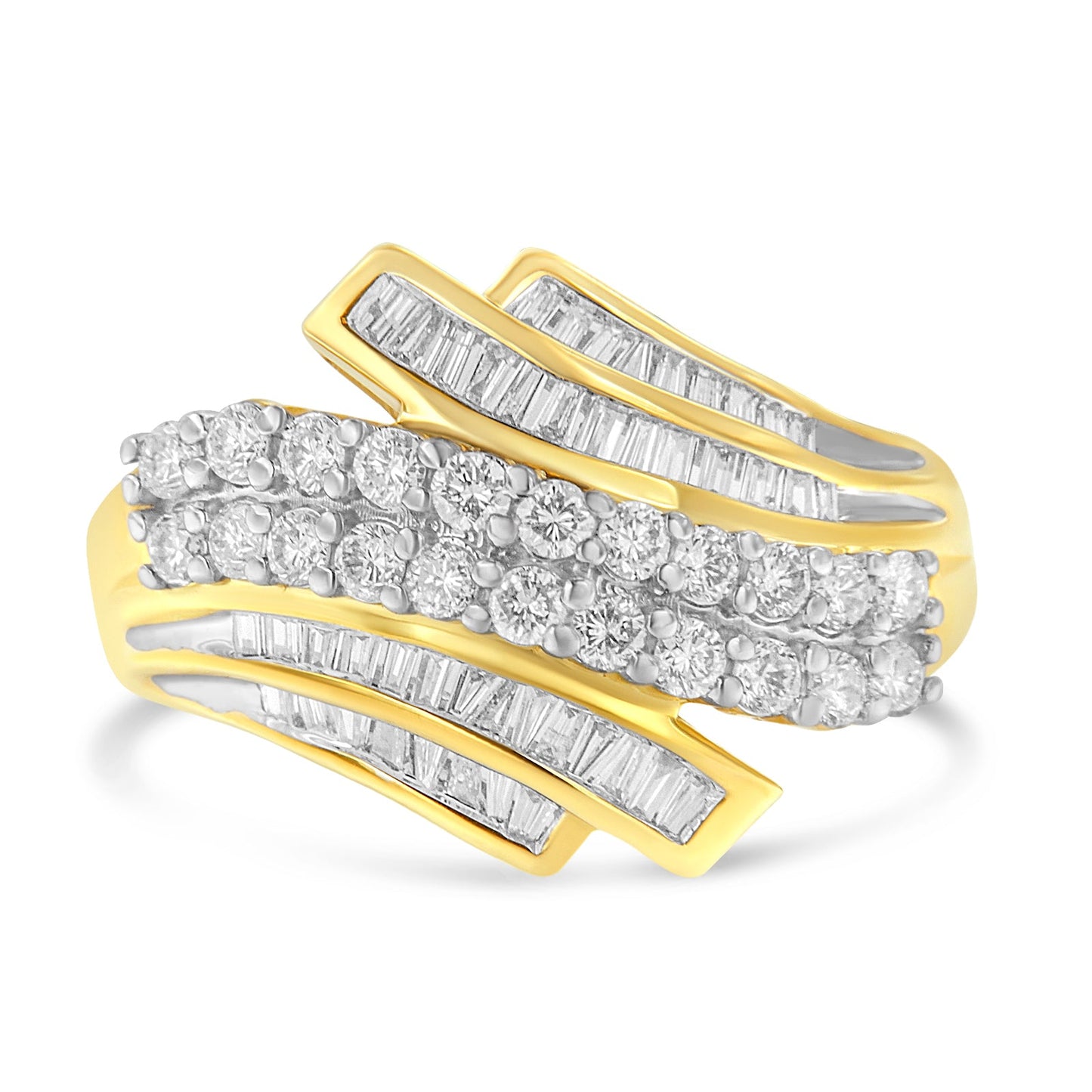 Bague de déclaration en diamant de style bypass en or jaune 10K - Taille 6