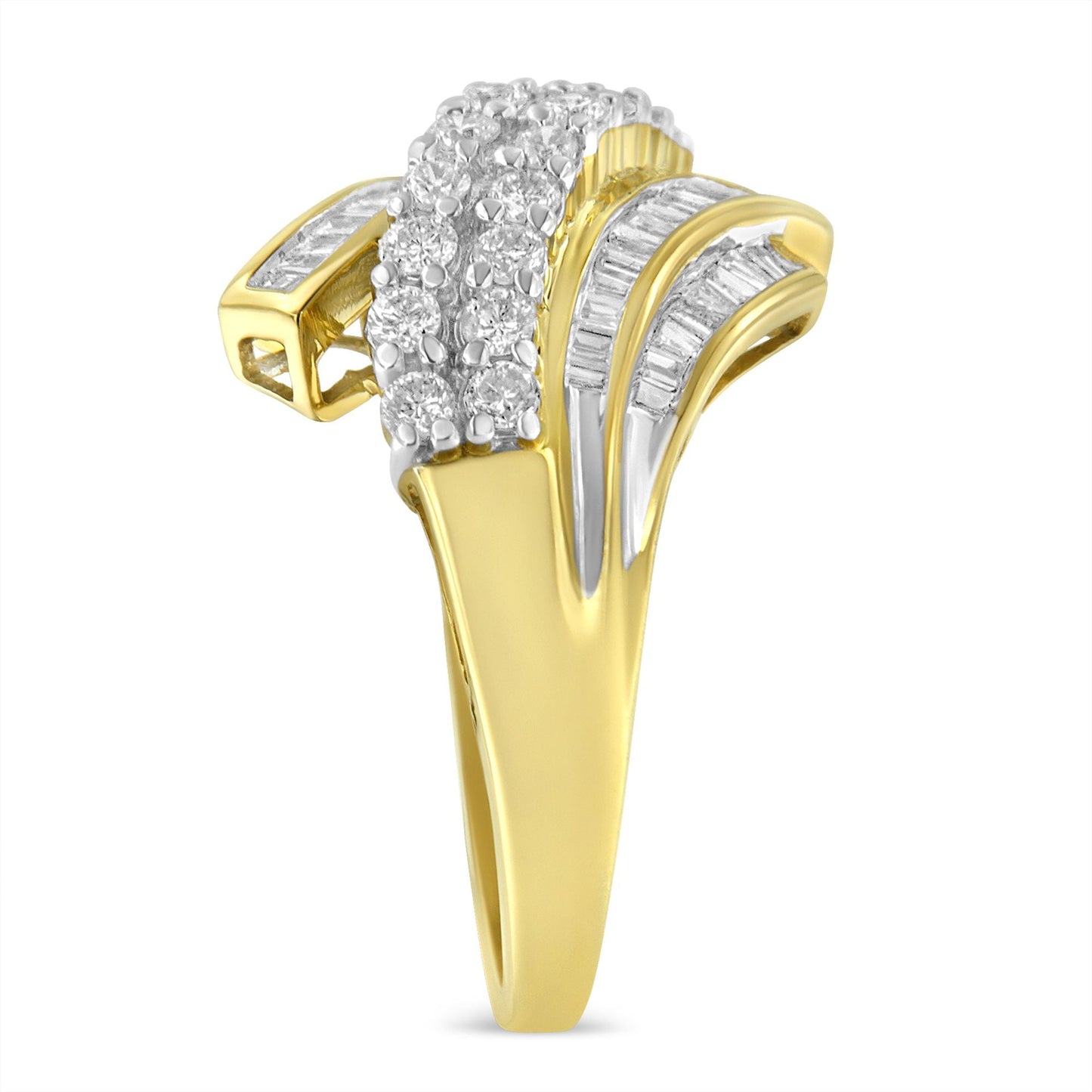 Bague de déclaration en diamant de style bypass en or jaune 10K - Taille 6